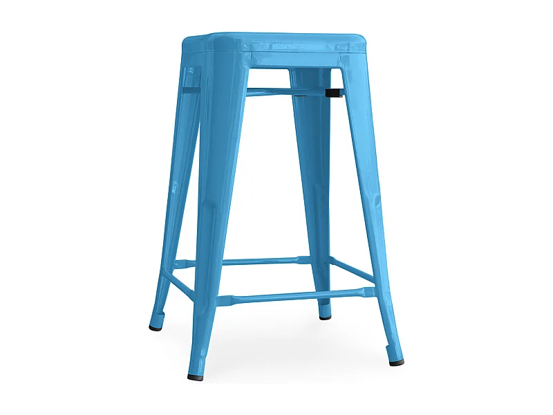 Tabouret industriel acier brillant renforcé Kalax 60cm --Couleur Bleu turquoise