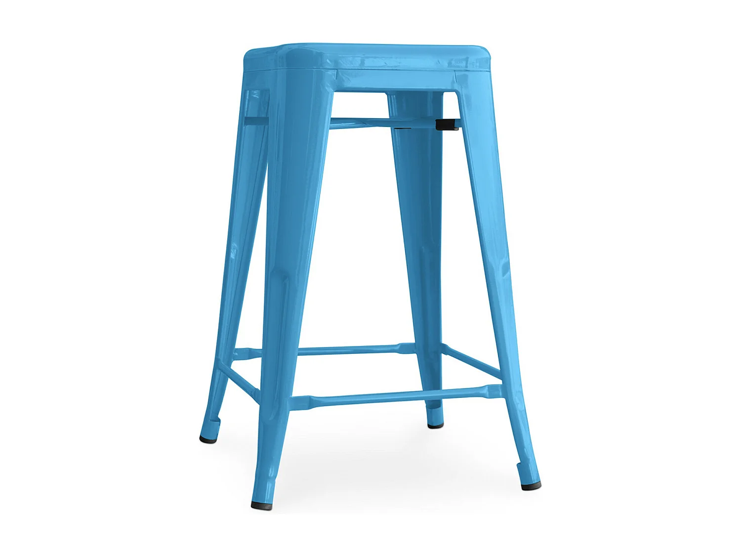 Tabouret industriel acier brillant renforcé Kalax 60cm --Couleur Bleu turquoise