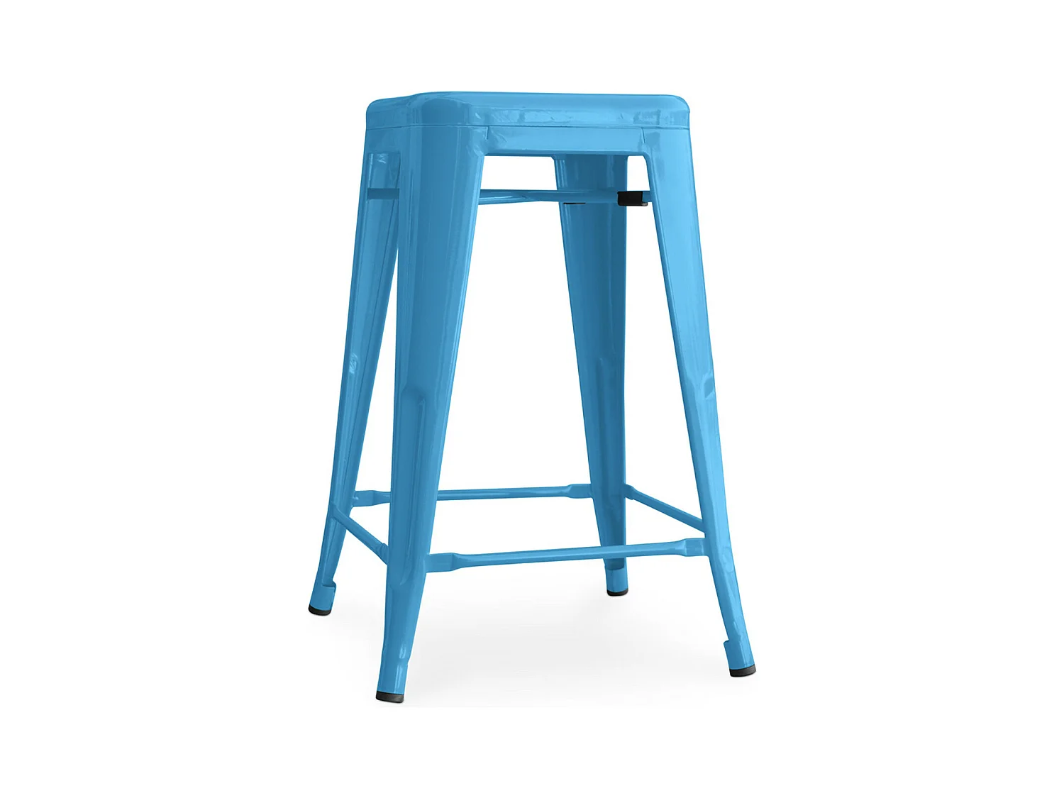 Tabouret industriel acier brillant renforcé Kalax 60cm --Couleur Bleu turquoise