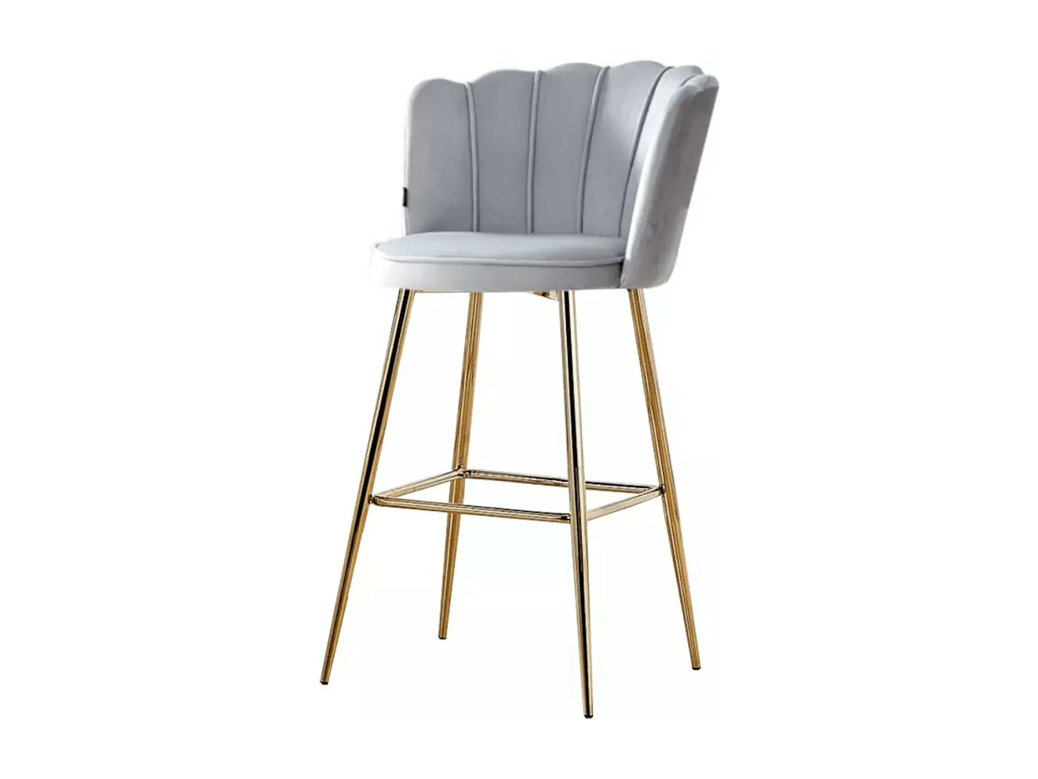 Chaise de bar moderne velours et pieds métal doré Pétale - Lot de 2-Couleur Gris clair