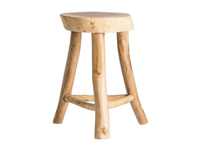 Taburete bajo Jouhann de madera maciza de suar clara