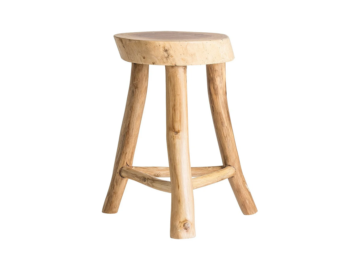 Tabouret bas bois de suar massif clair Jouhann