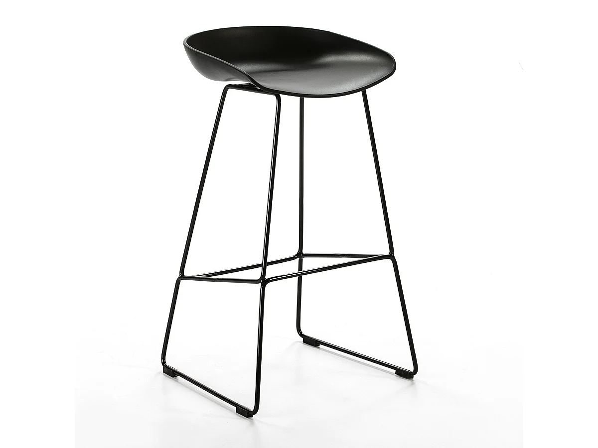 Tabouret haut acrylique et pieds métal noir
