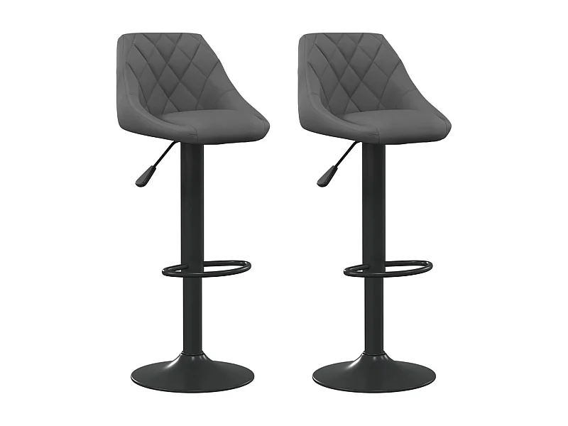 Tabourets de bar 2 pcs Gris foncé Velours
