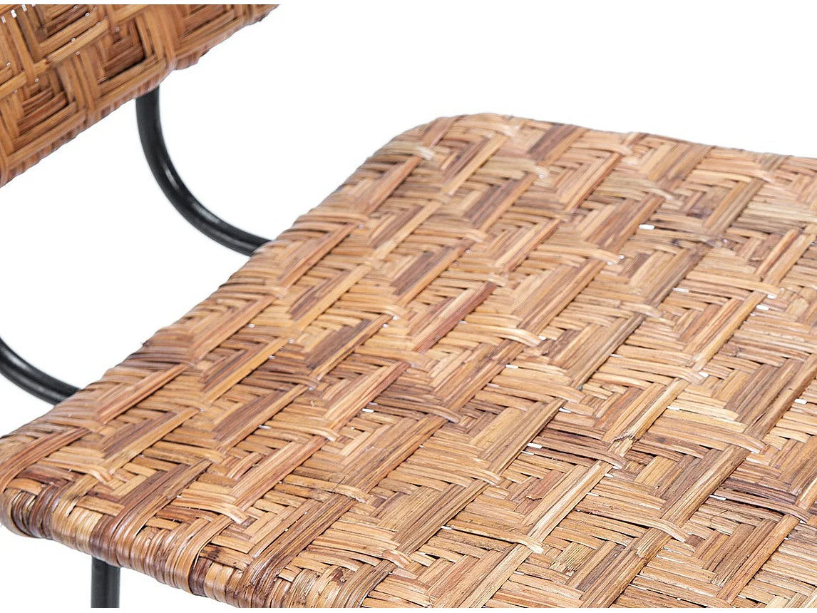 Tabouret de Bar osier naturel et pieds métal noir Randy - Design tendance
