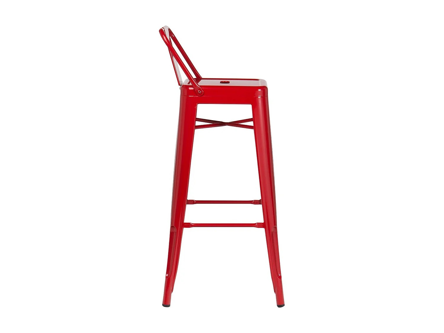 Taburete con respaldo de acero rojo brillante Kontoir 74 cm-Color Rojo