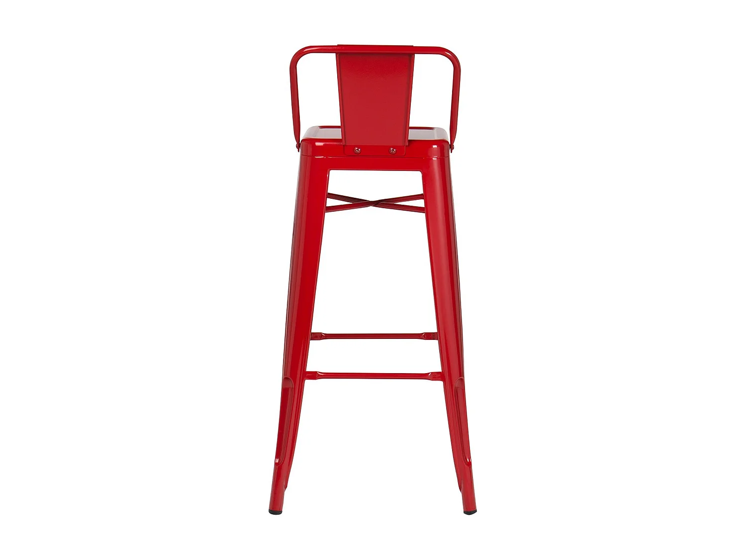 Taburete con respaldo de acero rojo brillante Kontoir 74 cm-Color Rojo