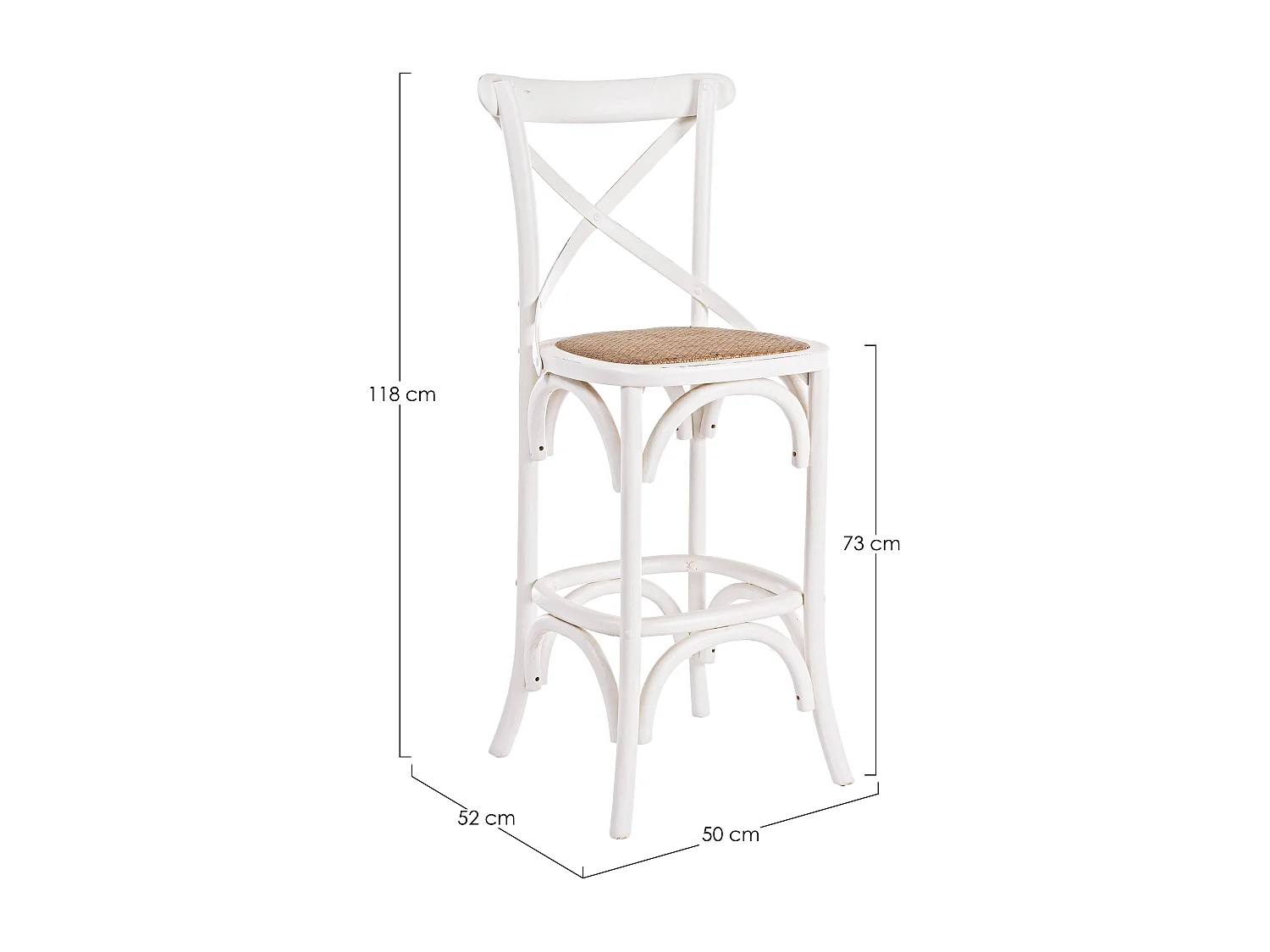 Tabouret de bar blanc Cross hauteur d'assise 73cm