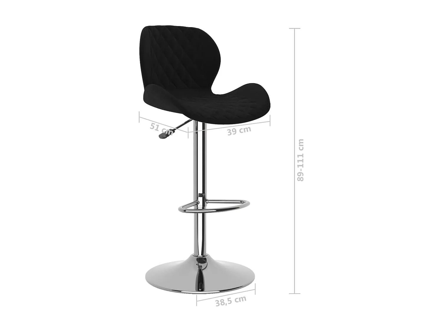 Tabourets de bar 2 pcs Noir Velours 13