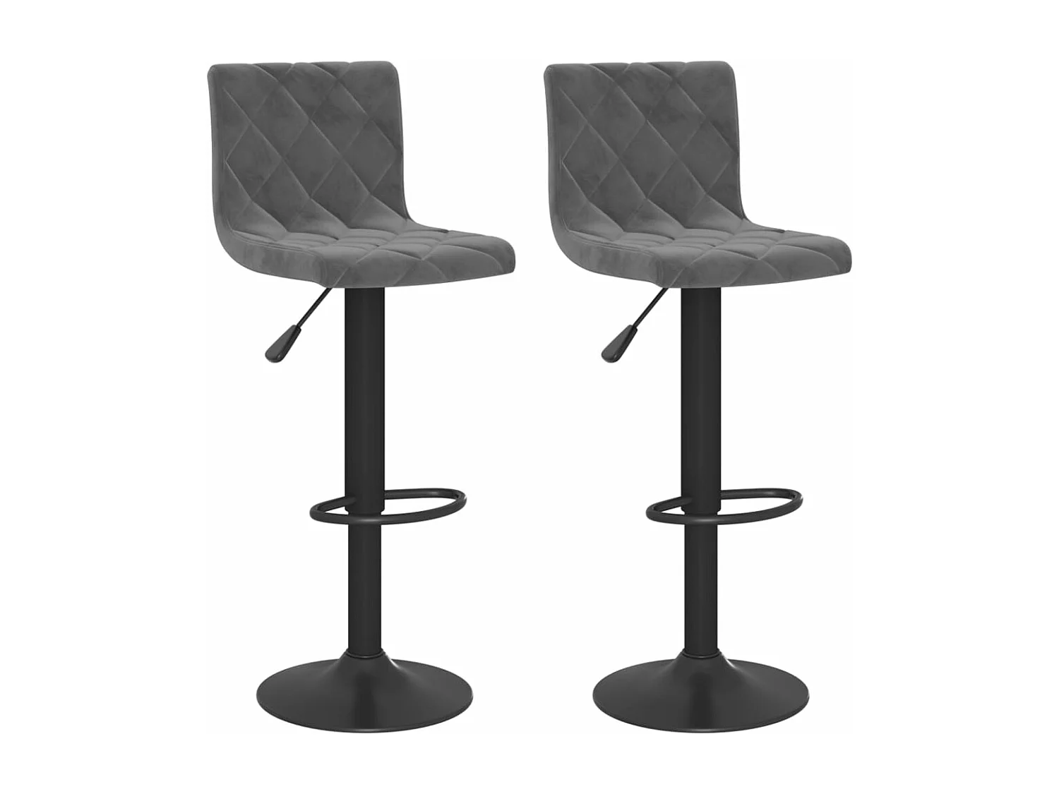 Tabourets de bar 2 pcs Gris foncé Velours 5