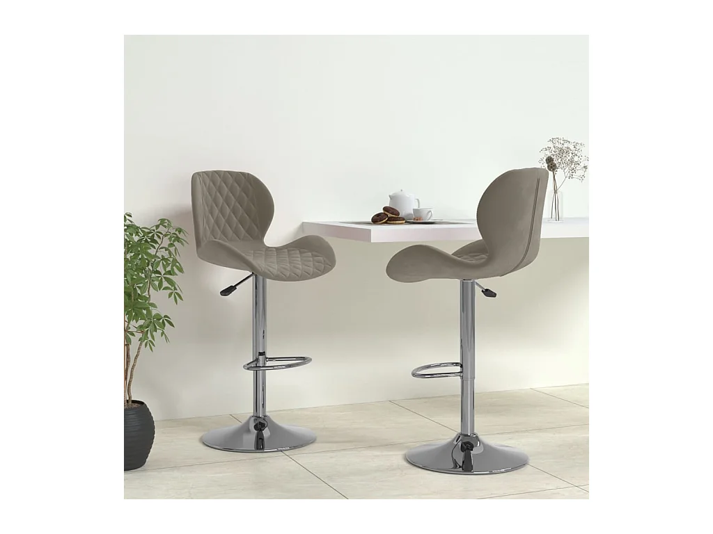 Tabourets de bar 2 pcs Gris clair Velours 13