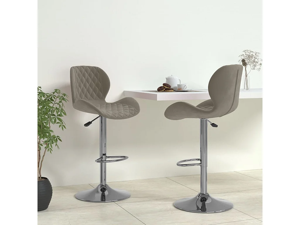 Tabourets de bar 2 pcs Gris clair Velours 13