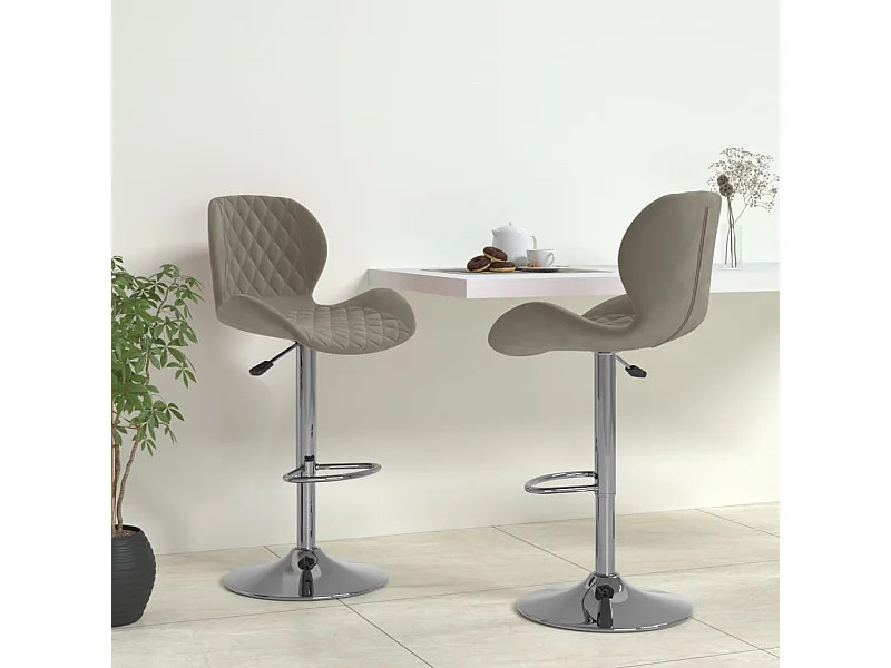 Tabourets de bar 2 pcs Gris clair Velours 13
