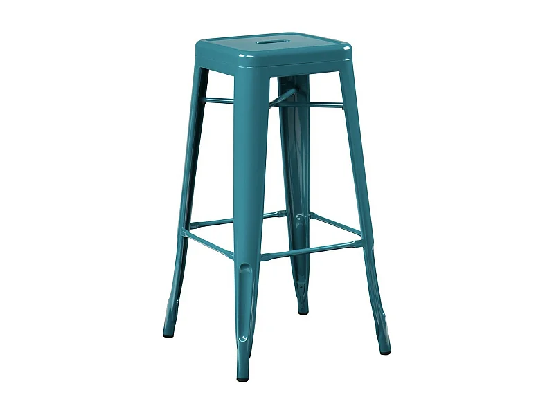 Tabouret 65cm Kontoir en acier brillant - Design industriel et élégant-Couleur Bleu canard