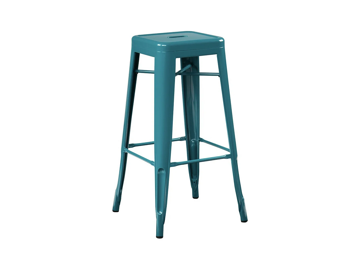 Tabouret 65cm Kontoir en acier brillant - Design industriel et élégant-Couleur Bleu canard