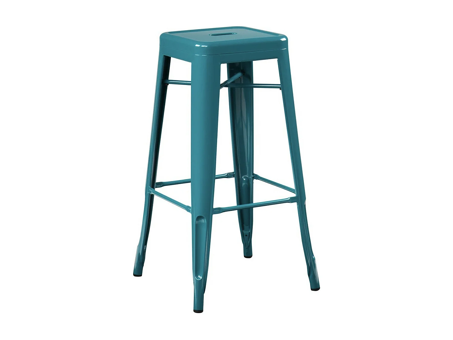 Tabouret 65cm Kontoir en acier brillant - Design industriel et élégant-Couleur Bleu canard