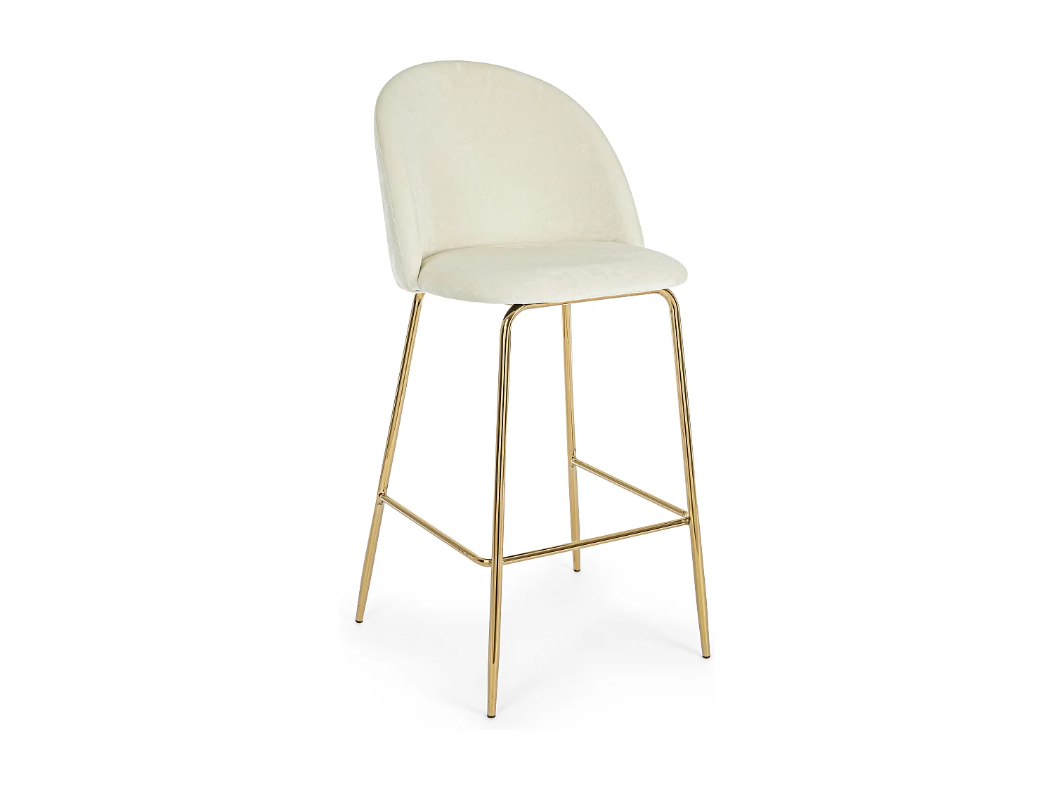 Tabouret de bar en velours et pieds en acier Cam - Lot de 2