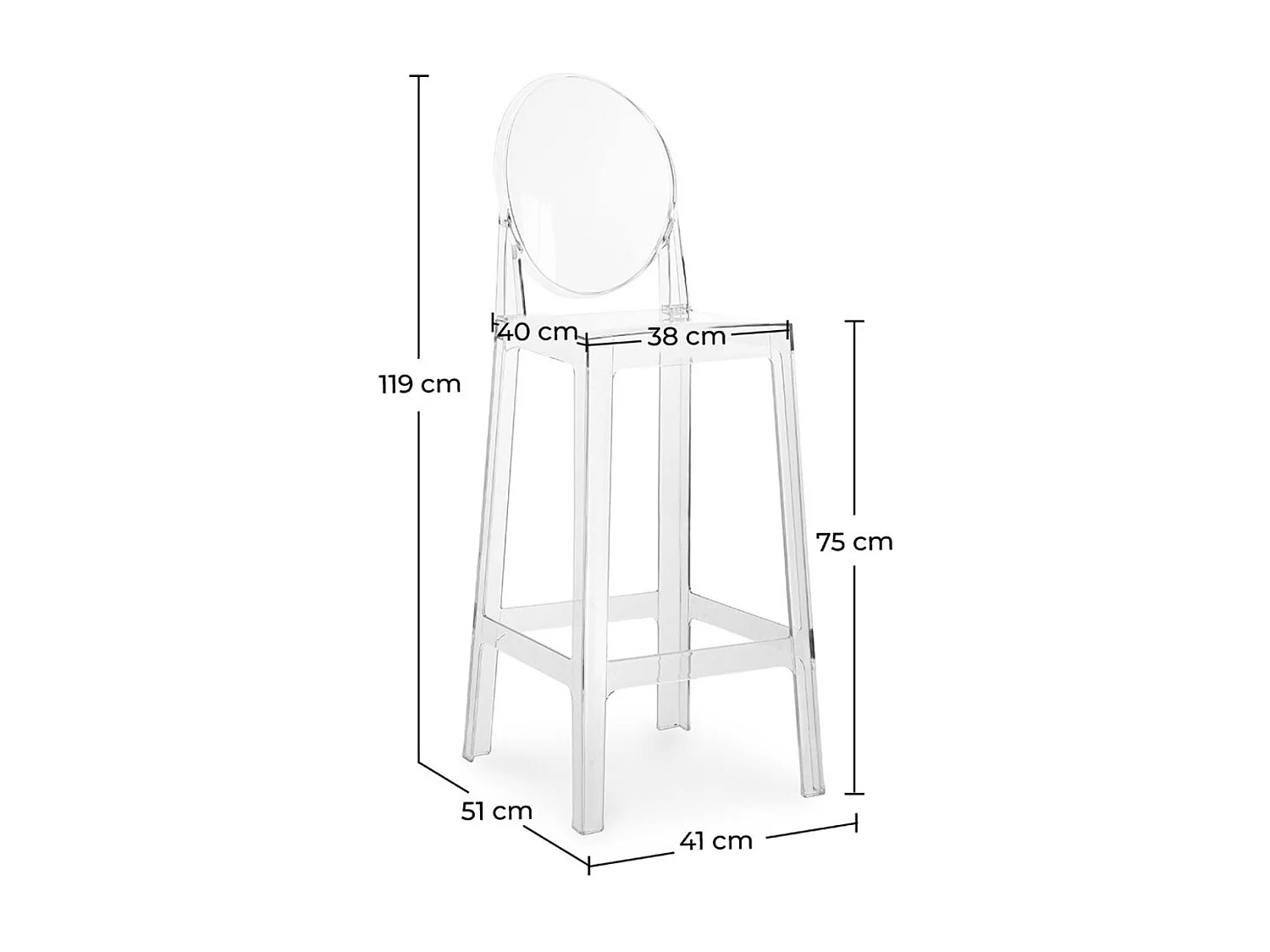 Elisabeth transparante kinderstoel 75 cm