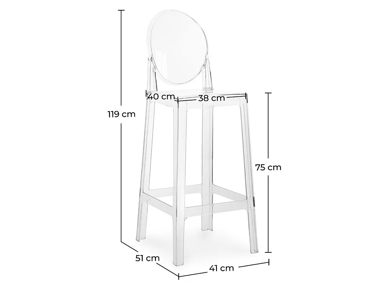 Trona Elisabeth transparente 75 cm-Transparente-Altura 75 cm