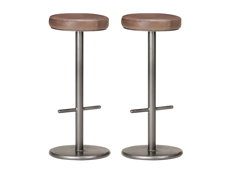 Tabourets de bar 2 pcs Marron Cuir véritable Cygare