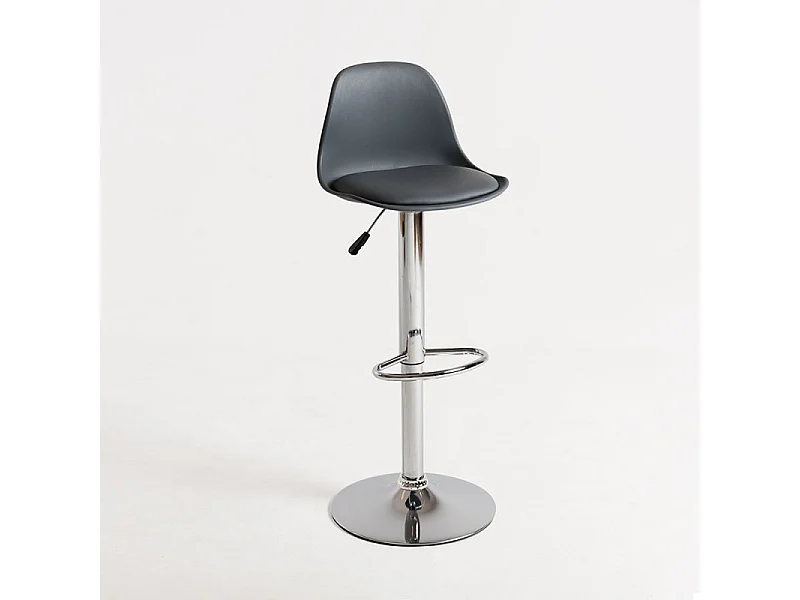 Taburete con respaldo de polipiel gris Lennie