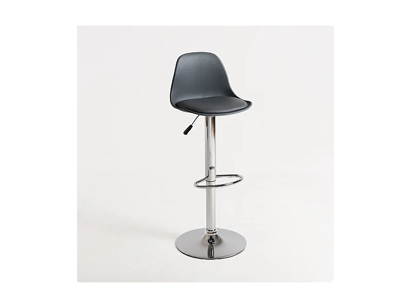 Taburete con respaldo de polipiel gris Lennie