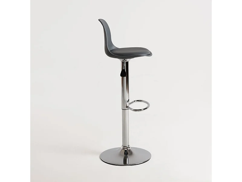 Taburete con respaldo de polipiel gris Lennie