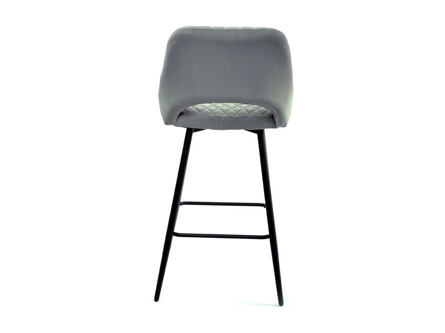 Tabouret moderne matelassé velours gris et pieds métal noir Kipale - Lot de 2