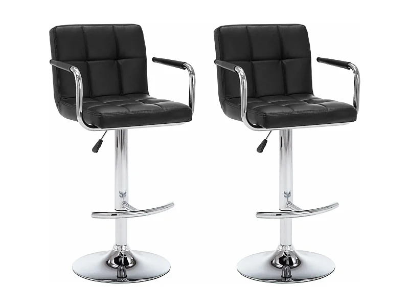 Tabourets de bar 2 pcs Noir Similicuir Kila