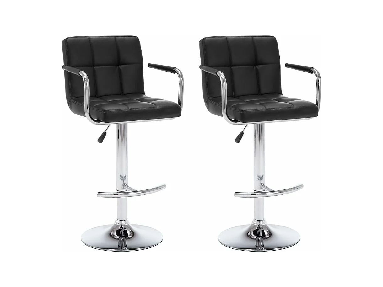 Tabourets de bar 2 pcs Noir Similicuir Kila