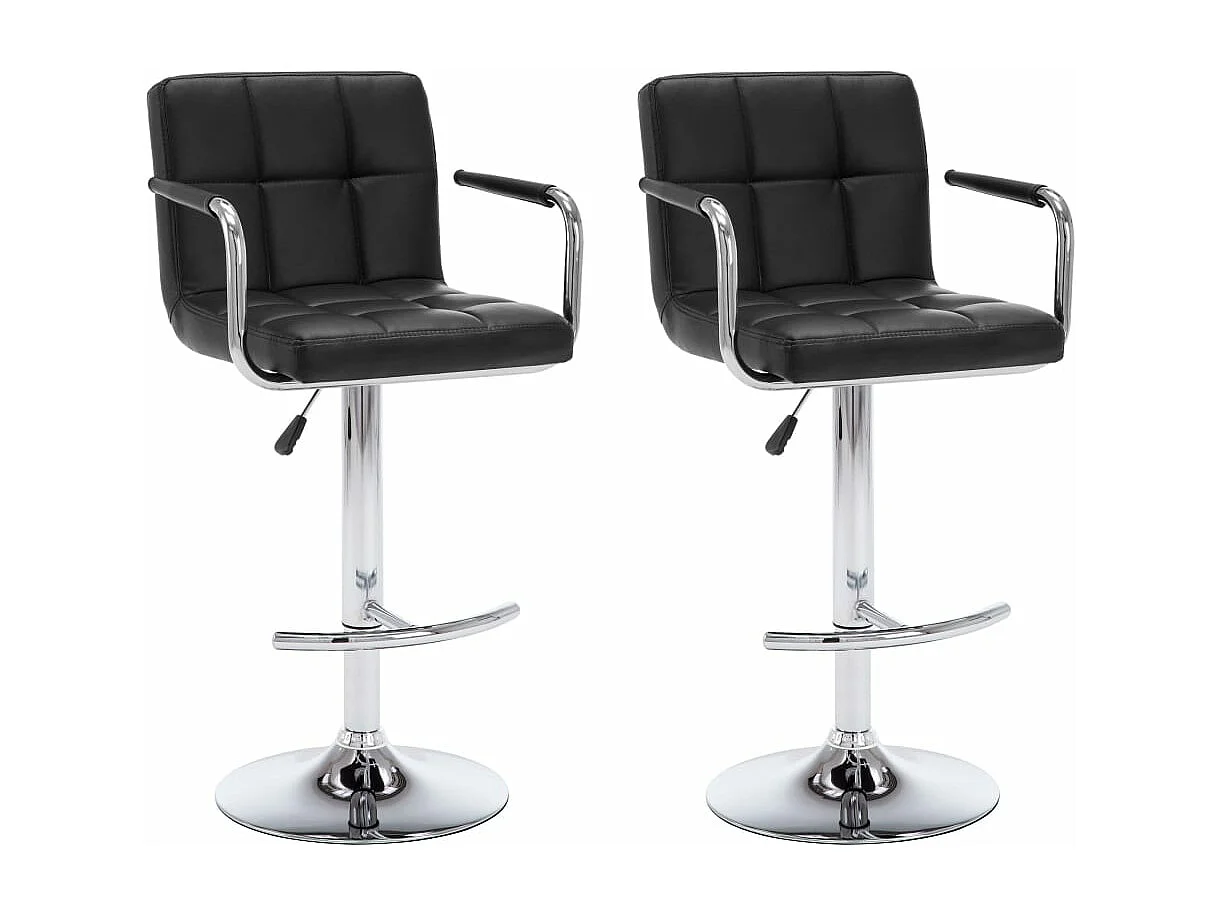 Tabourets de bar 2 pcs Noir Similicuir Kila