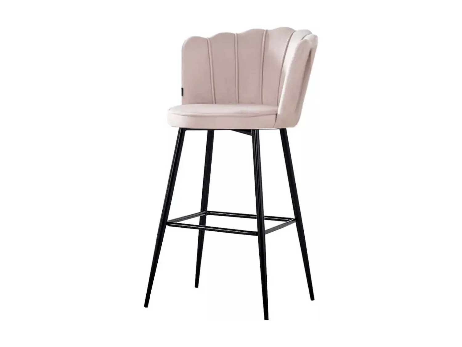 Chaise de bar moderne velours et pieds métal noir Pétale - Lot de 2-Couleur Rose clair