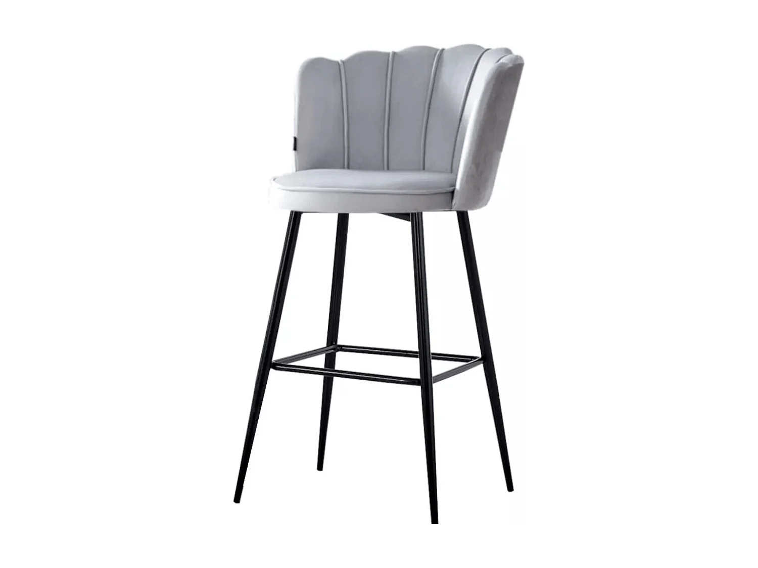 Chaise de bar moderne velours et pieds métal noir Pétale - Lot de 2-Couleur Rose clair