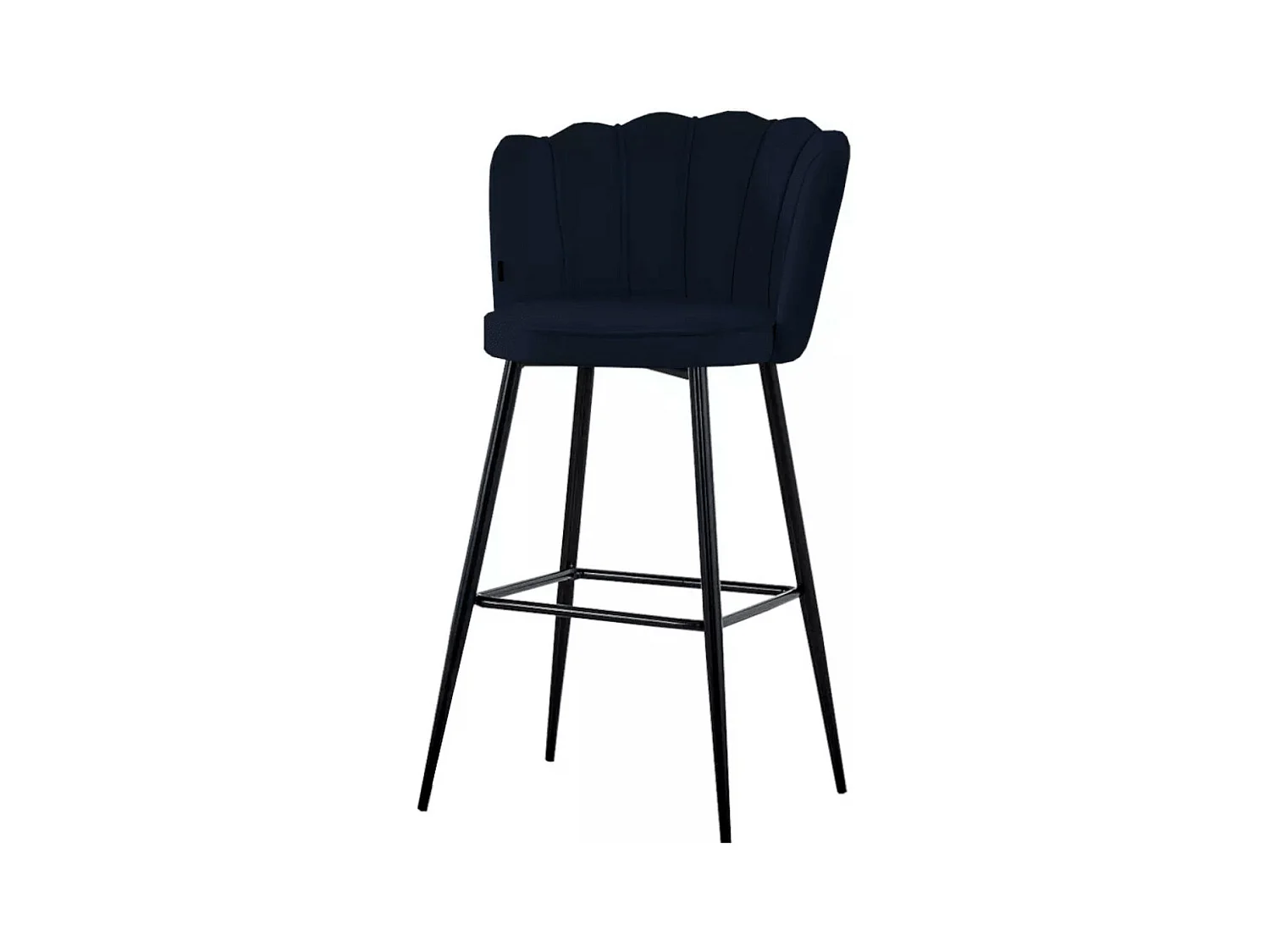 Chaise de bar moderne velours et pieds métal noir Pétale - Lot de 2-Couleur Noir