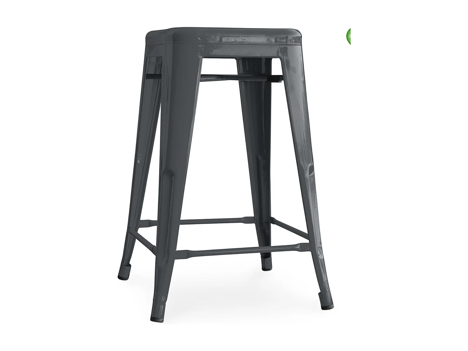 Tabouret industriel acier brillant renforcé Kalax 60cm --Couleur Gris foncé