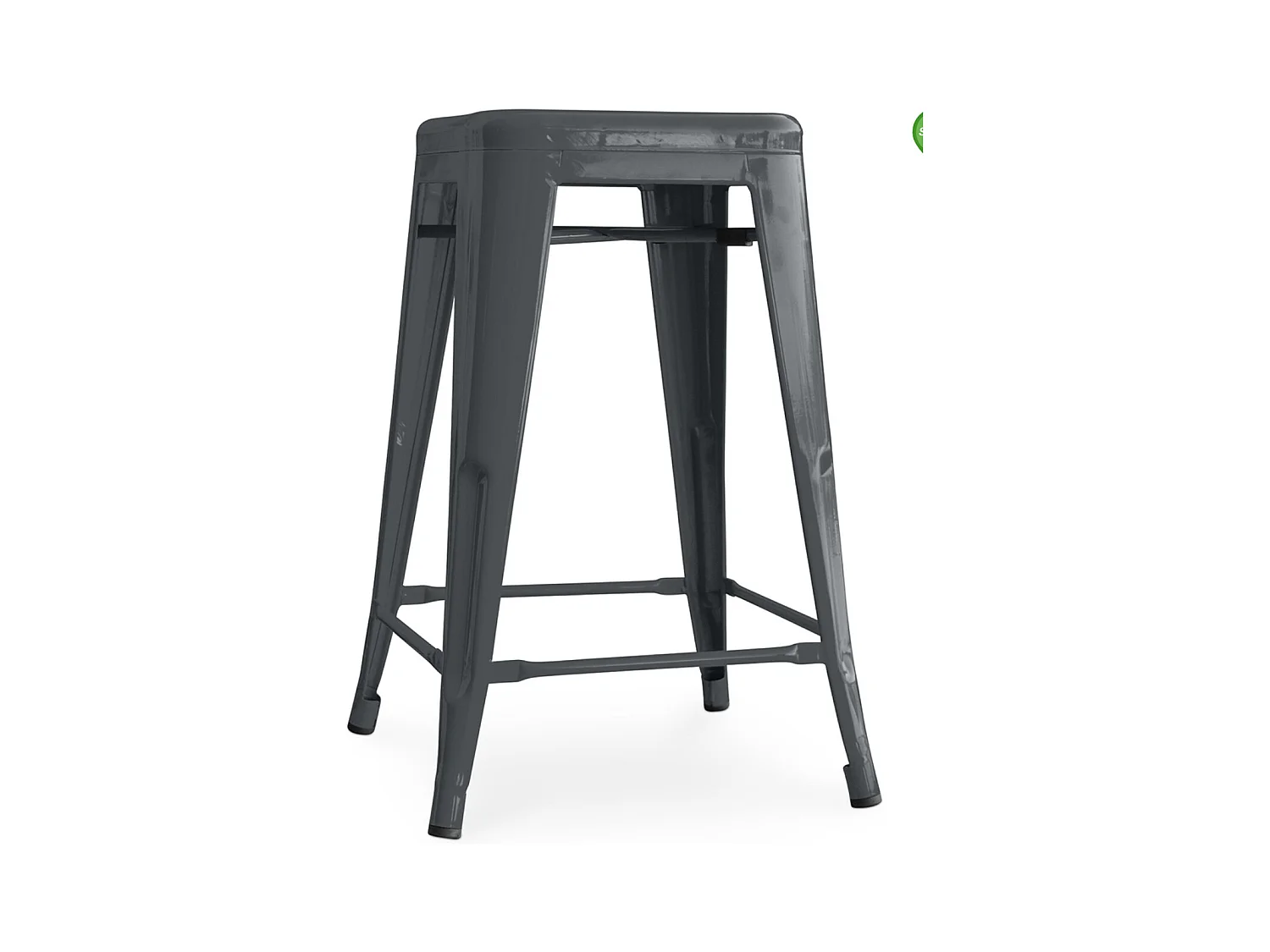 Tabouret industriel acier brillant renforcé Kalax 60cm --Couleur Gris foncé