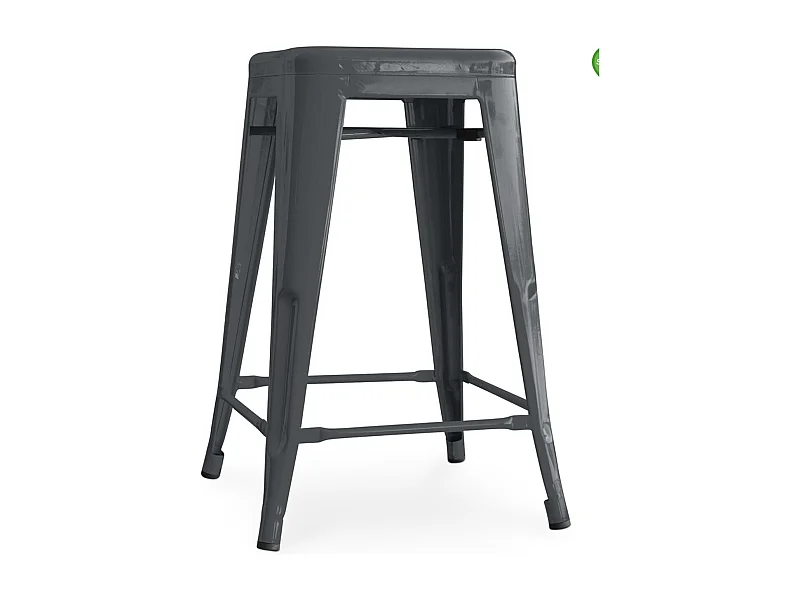 Tabouret industriel acier brillant renforcé Kalax 60cm --Couleur Gris foncé