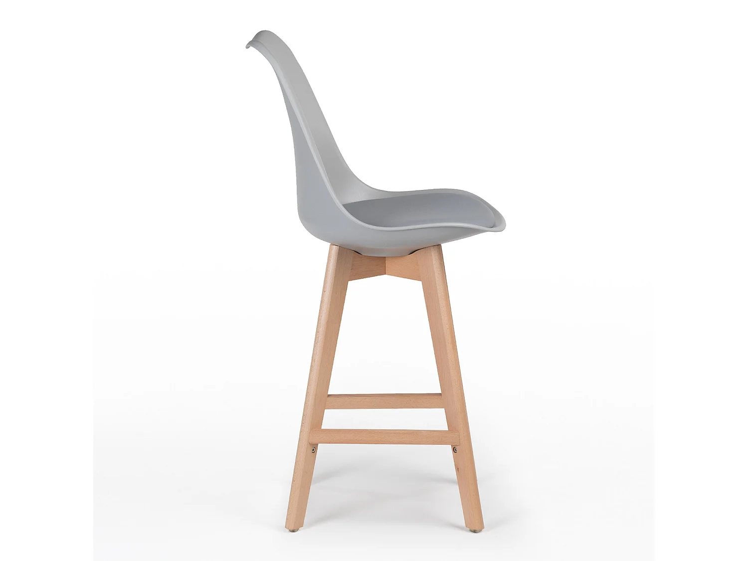 Tabouret nordique coussin simili cuir gris clair et pieds hêtre clair Tula 67cm