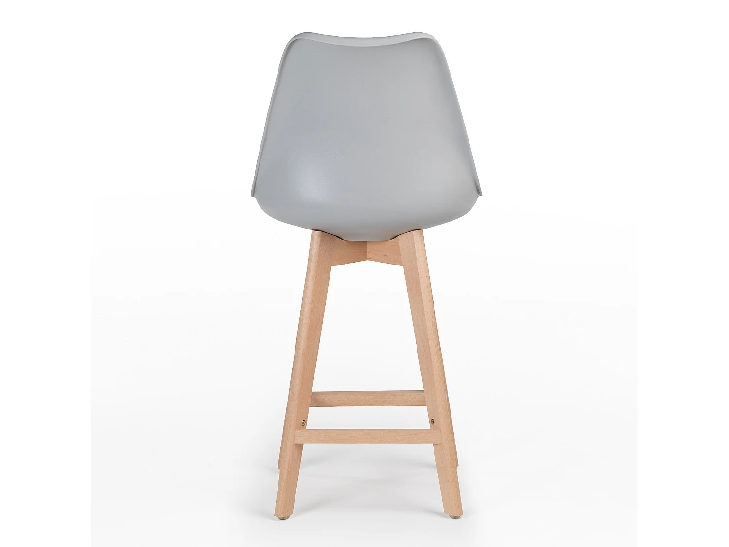 Tabouret nordique coussin simili cuir gris clair et pieds hêtre clair Tula 67cm