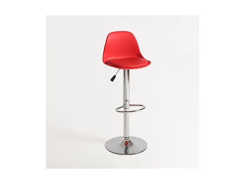 Tabouret avec dossier simili cuir rouge Lennie