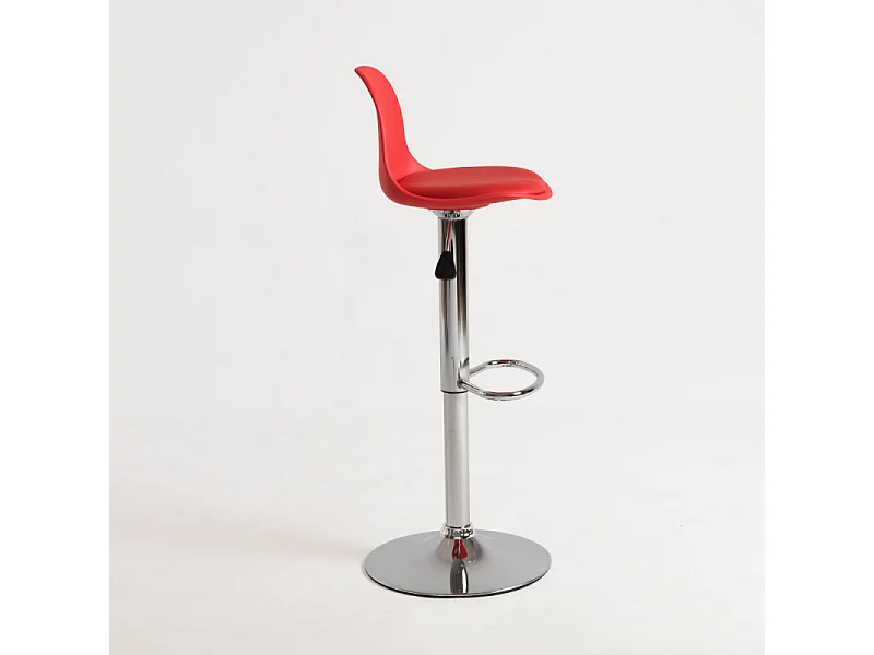 Tabouret avec dossier simili cuir rouge Lennie