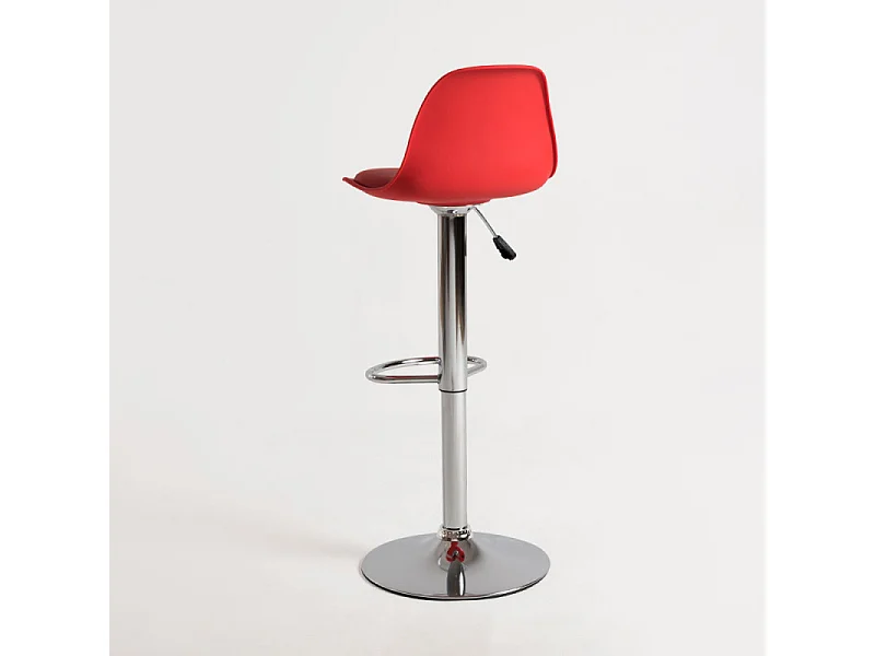 Tabouret avec dossier simili cuir rouge Lennie