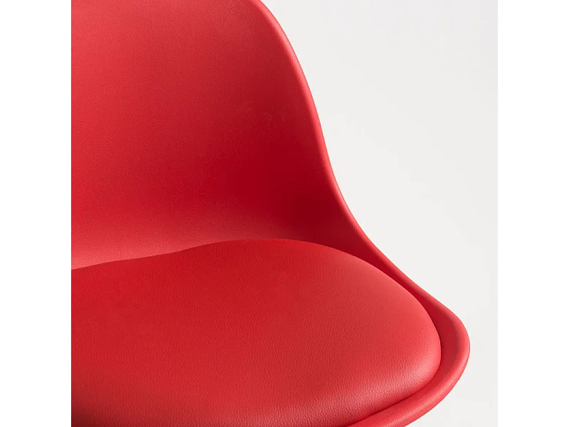 Tabouret avec dossier simili cuir rouge Lennie