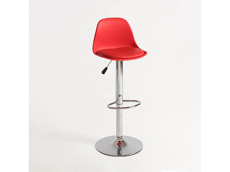 Tabouret avec dossier simili cuir rouge Lennie