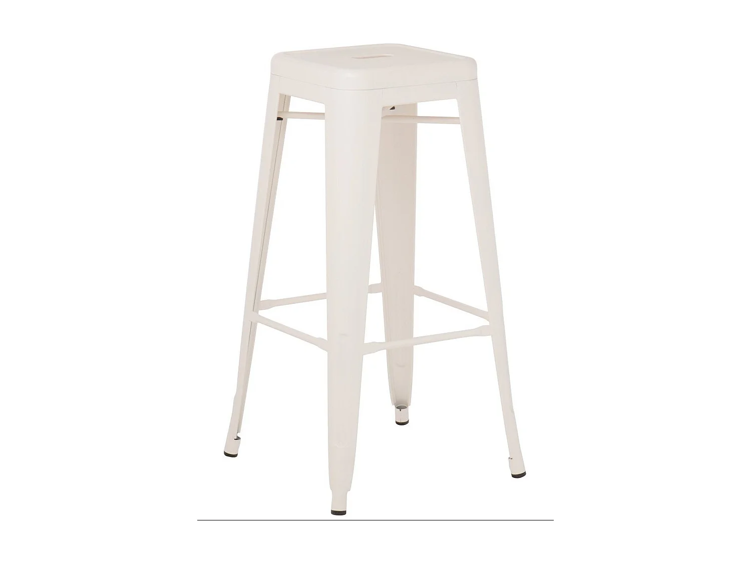 Tabouret haut 76cm Kontoir en acier brillant - Design industriel et élégant-Couleur Crème
