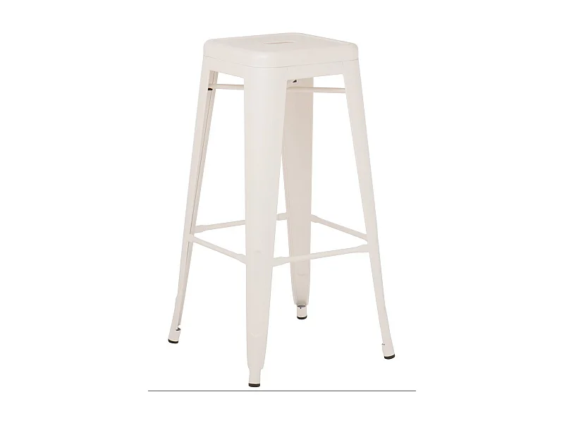 Tabouret haut 76cm Kontoir en acier brillant - Design industriel et élégant-Couleur Crème