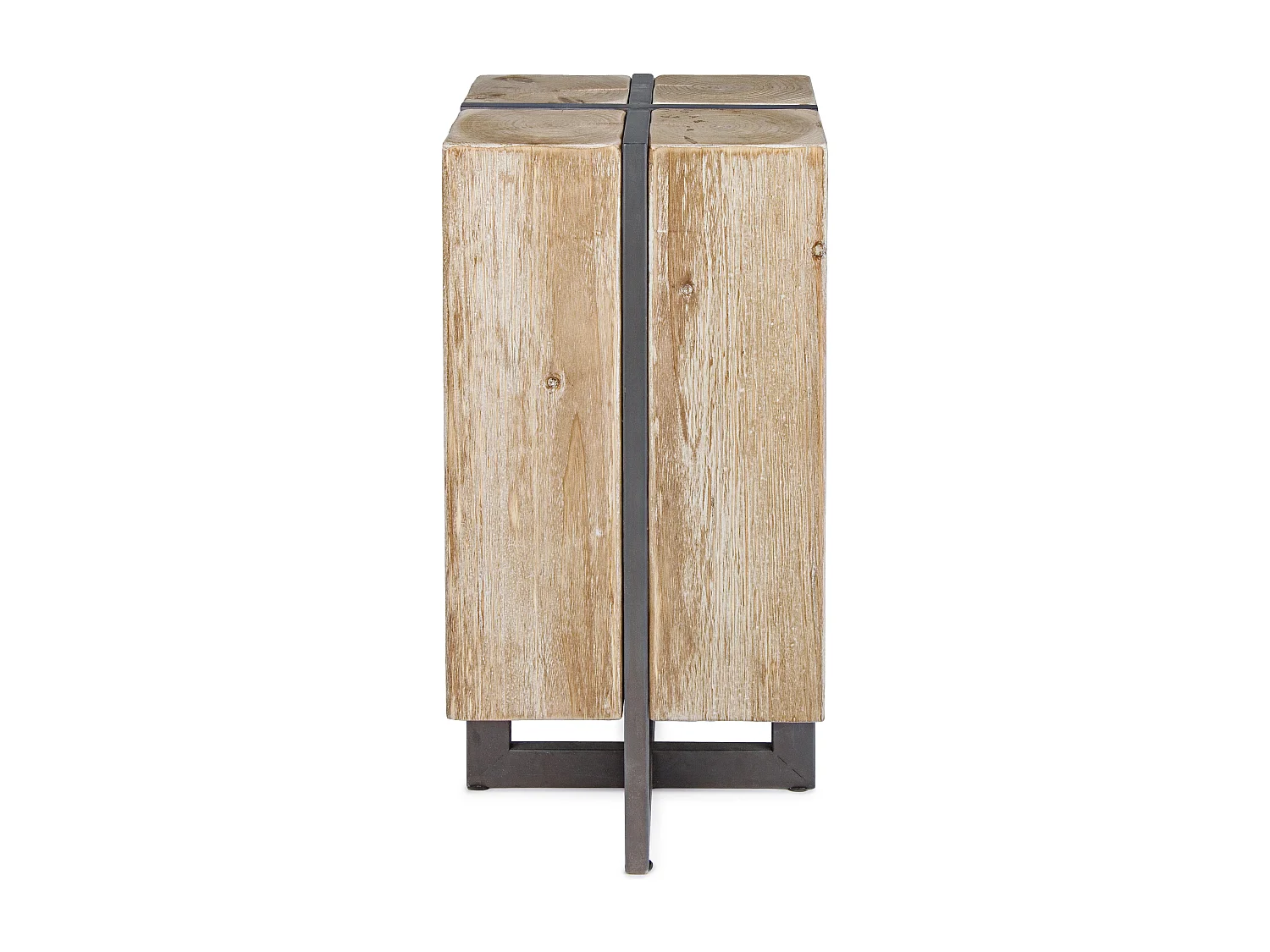 Tabouret de bar en bois de sapin naturel et acier noir Garty