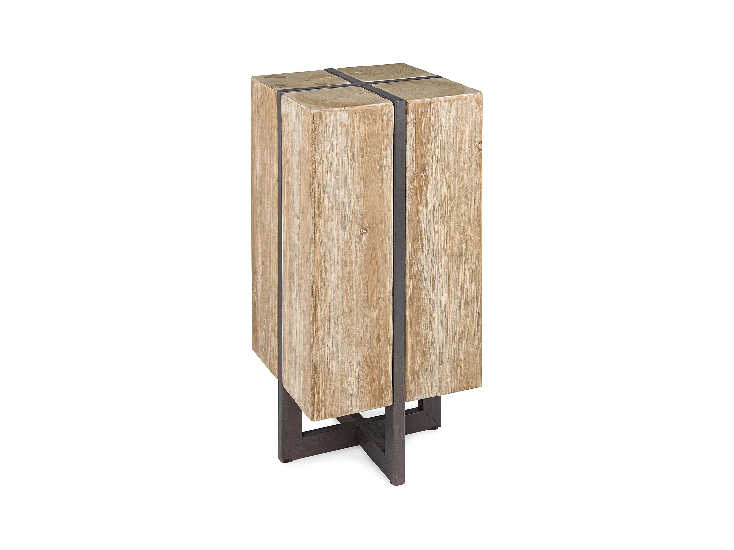 Tabouret de bar en bois de sapin naturel et acier noir Garty