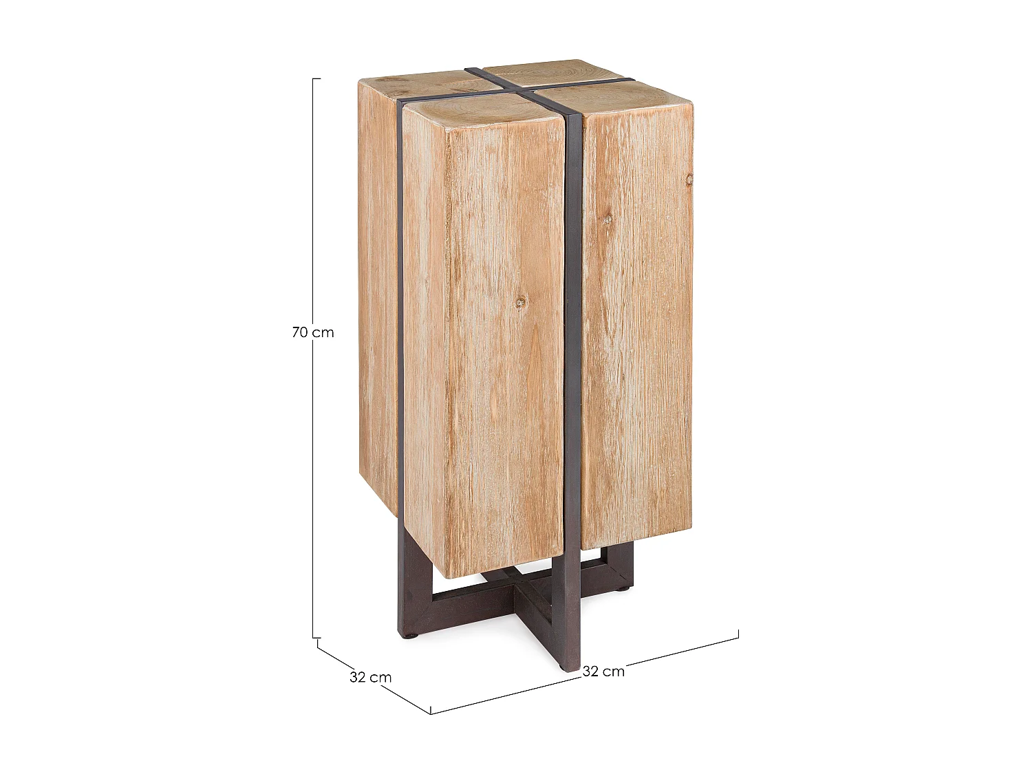 Tabouret de bar en bois de sapin naturel et acier noir Garty