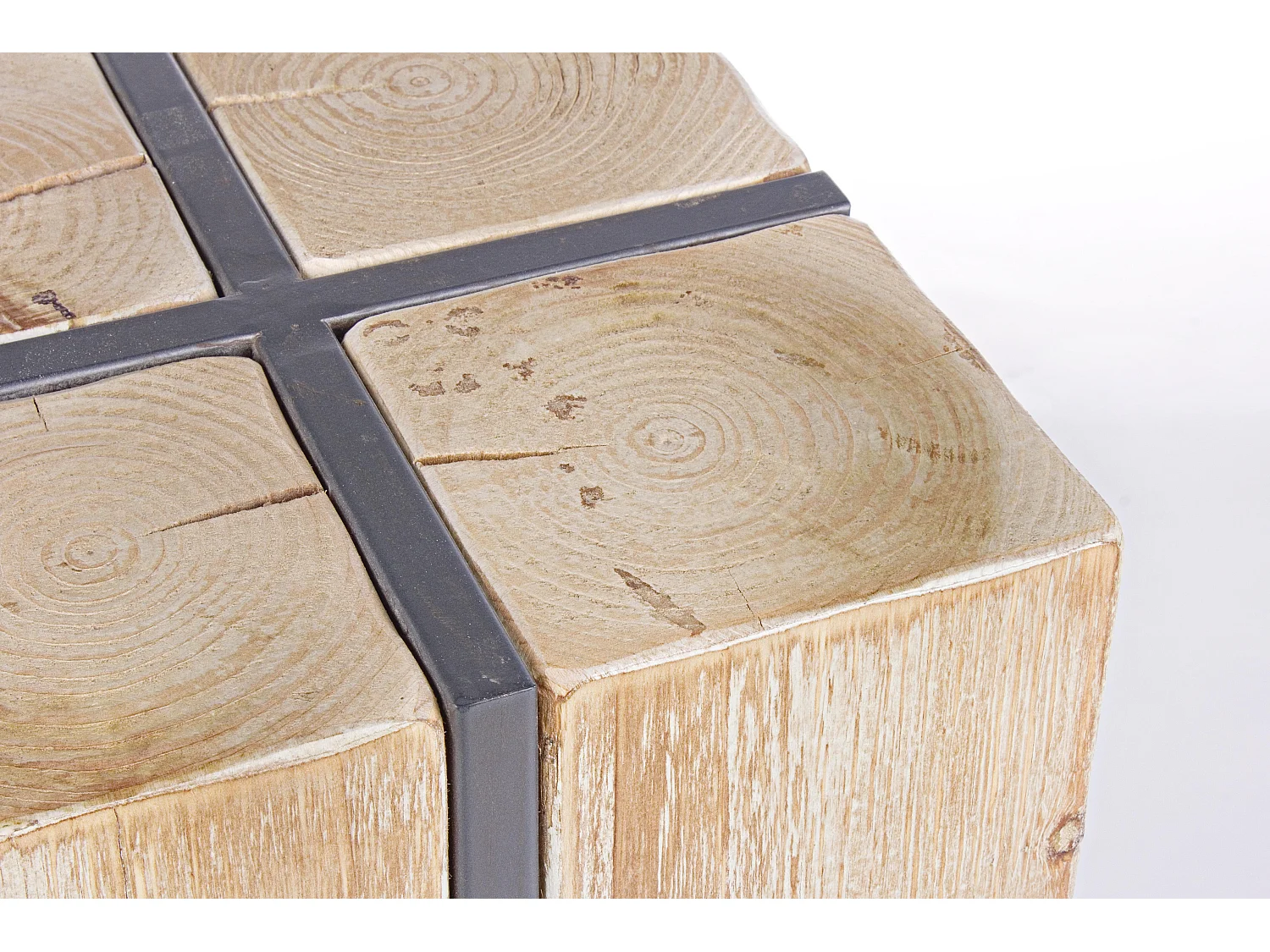 Tabouret de bar en bois de sapin naturel et acier noir Garty